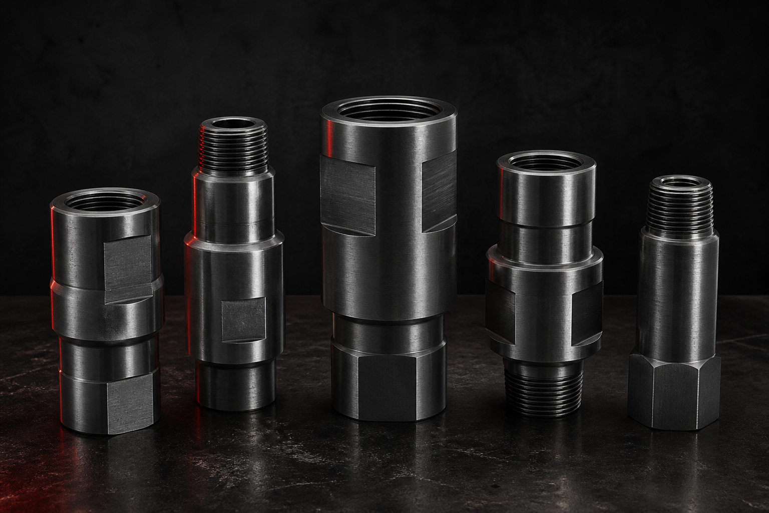 Custom steel drill sub adapters with box and pin threads