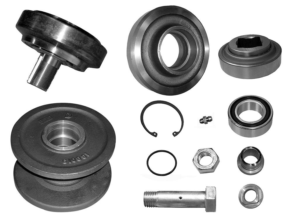 Trencher idler and boom-end rollers
