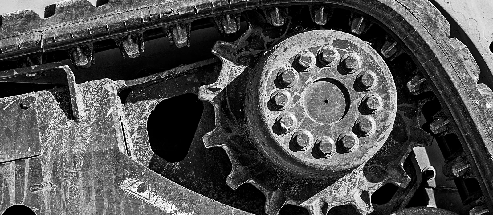 Rubber-track undercarriage sprocket detail